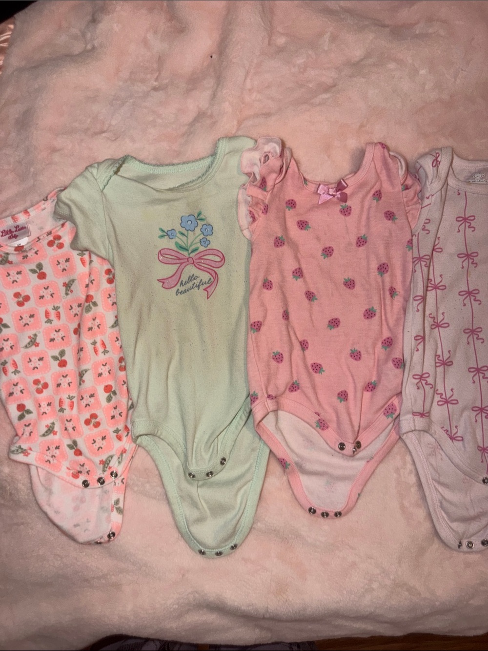 Cute Girls' Cotton One-Piece Bodysuits - Pink & Mint Mix